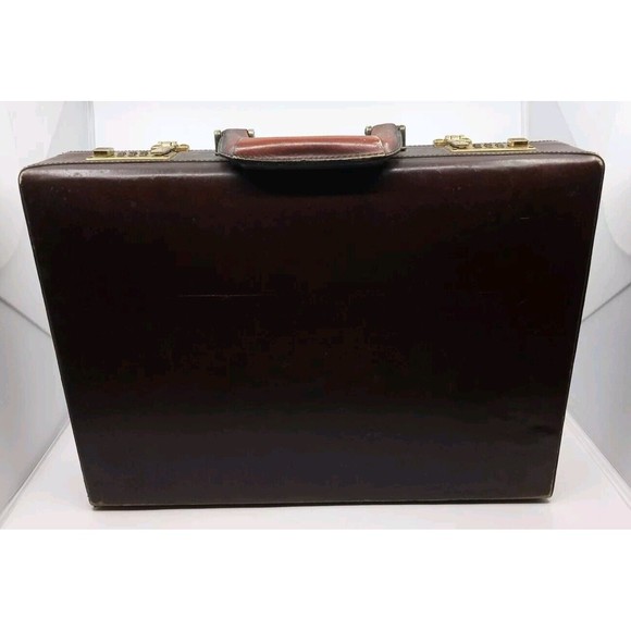 Franzen Briefcase Brown Genuine Leather Working Combination Lock - Picture 1 of 5